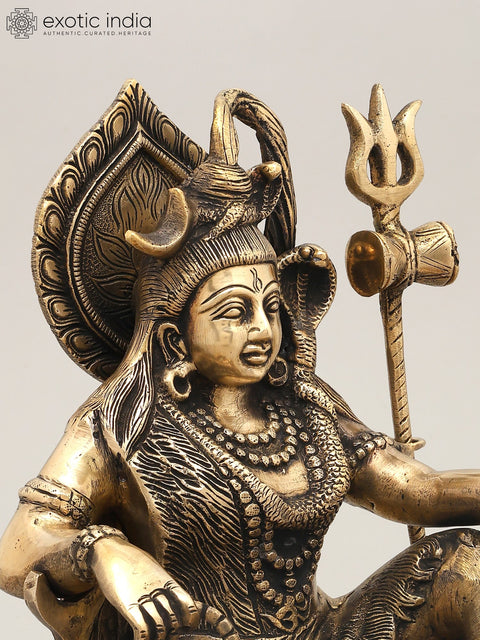 9" Sitting Lord Shiva with Shivalinga and Nandi | Brass Statue