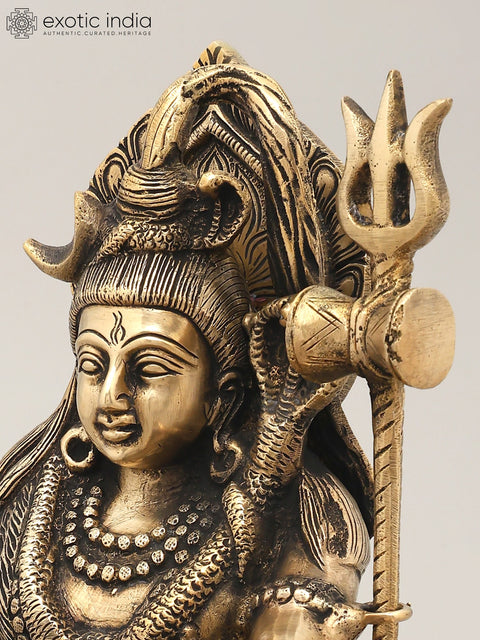9" Sitting Lord Shiva with Shivalinga and Nandi | Brass Statue