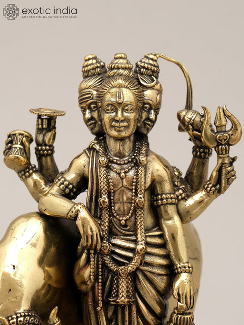 5" Small Superfine Lord Dattatreya | Brass Statue