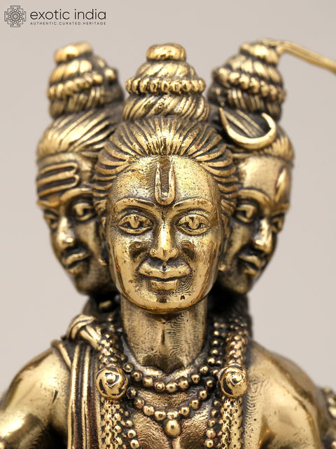 5" Small Superfine Lord Dattatreya | Brass Statue