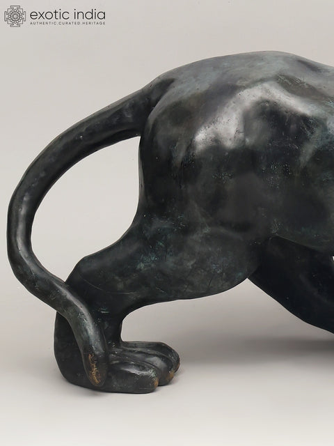 33" The Watchful Hunter: Black Panther Statue in Brass | Home Decor