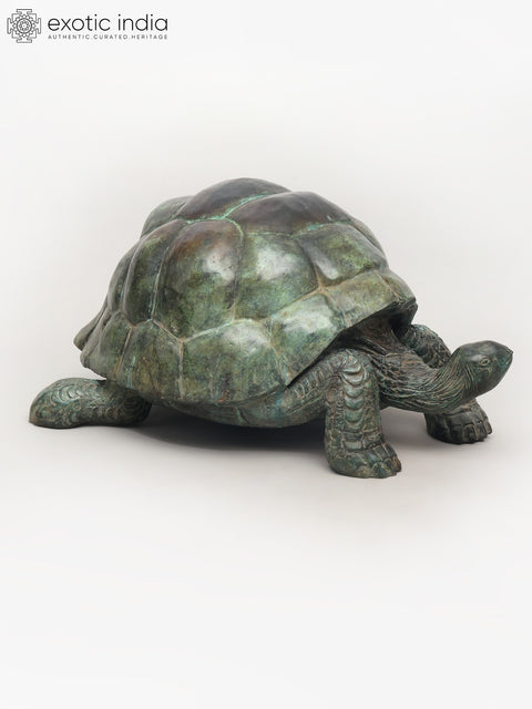 29" Decorative Tortoise Statue in Brass | Large Decor Piece