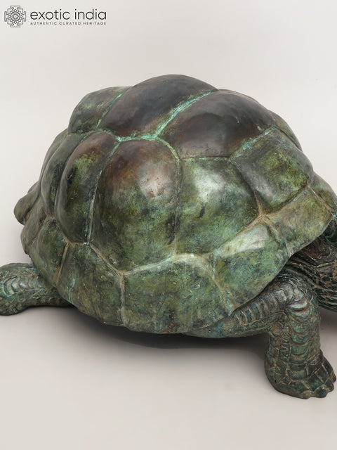 29" Decorative Tortoise Statue in Brass | Large Decor Piece