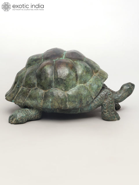 29" Decorative Tortoise Statue in Brass | Large Decor Piece