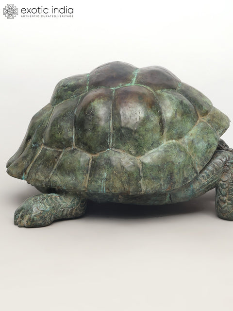 29" Decorative Tortoise Statue in Brass | Large Decor Piece