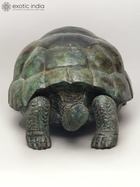 29" Decorative Tortoise Statue in Brass | Large Decor Piece