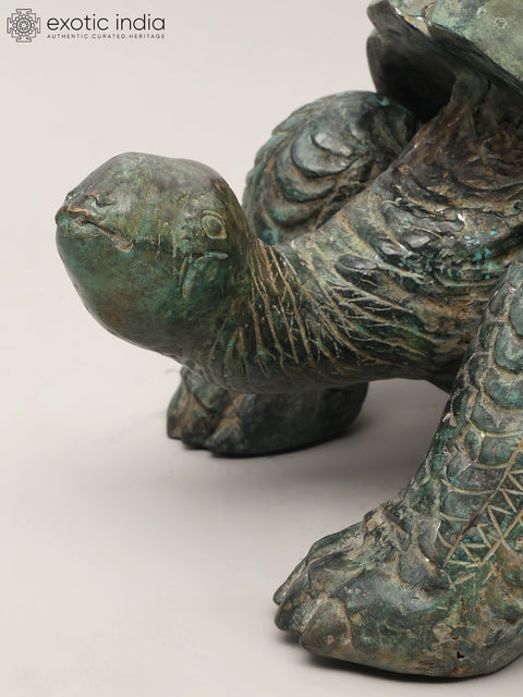29" Decorative Tortoise Statue in Brass | Large Decor Piece