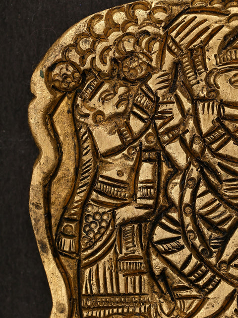 2" Small Brass Decorative Comb with Radha Krishna and Gopis
