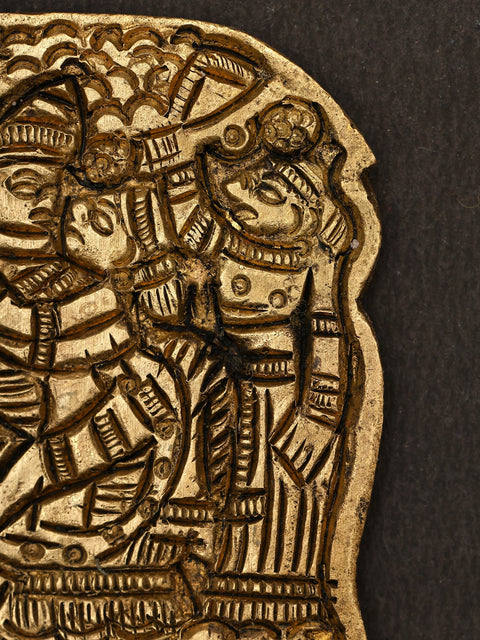 2" Small Brass Decorative Comb with Radha Krishna and Gopis