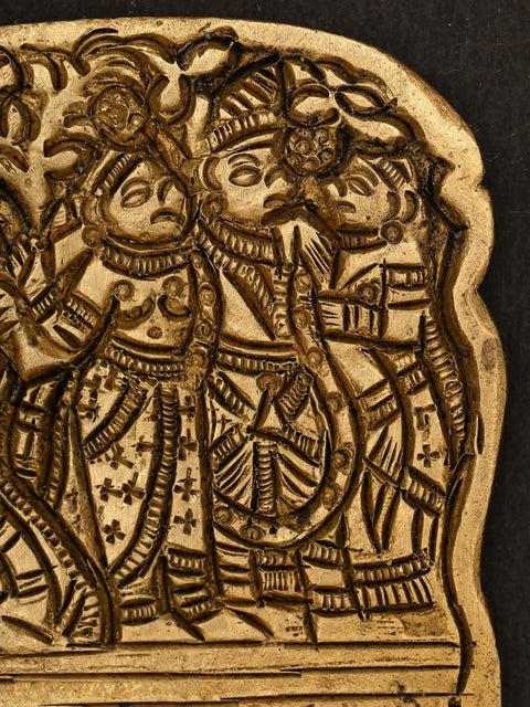 2" Small Brass Decorative Comb with Radha Krishna and Gopis