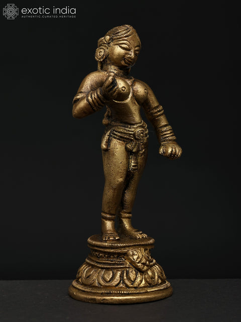 5" Small Radha Standing on Pedestal | Brass Statue for Home Décor