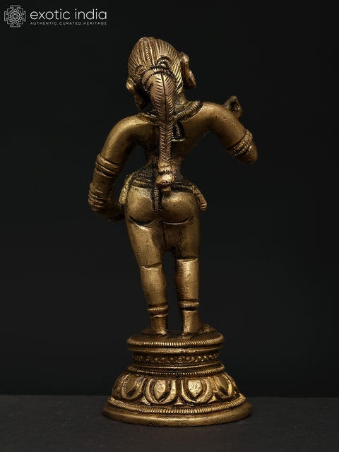5" Small Radha Standing on Pedestal | Brass Statue for Home Décor