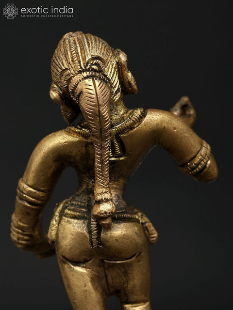5" Small Apsara Standing on Pedestal | Brass Statue for Home DŽcor