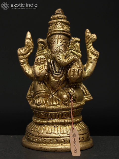3" Brass Lord Ganesha Idol Ð Symbol of Wisdom & Prosperity