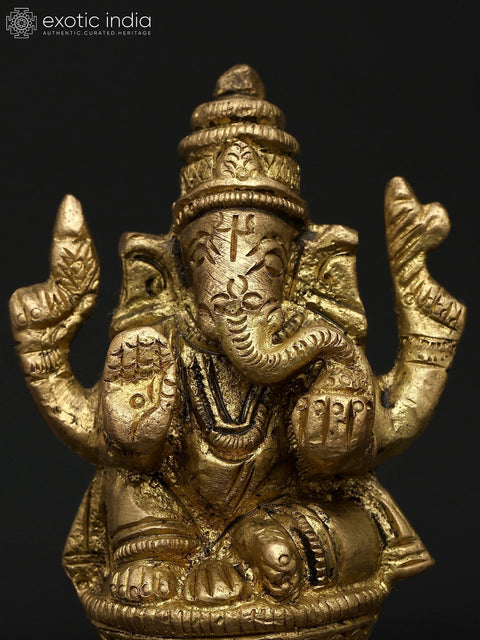 3" Brass Lord Ganesha Idol Ð Symbol of Wisdom & Prosperity