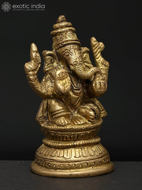 3" Brass Lord Ganesha Idol Ð Symbol of Wisdom & Prosperity