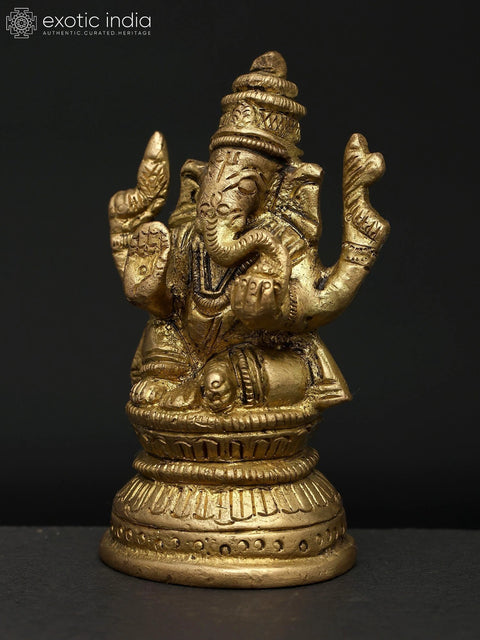 3" Brass Lord Ganesha Idol Ð Symbol of Wisdom & Prosperity
