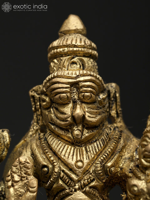 2" Brass Lord Narasimha with Goddess Lakshmi – Symbol of Protection & Devotion