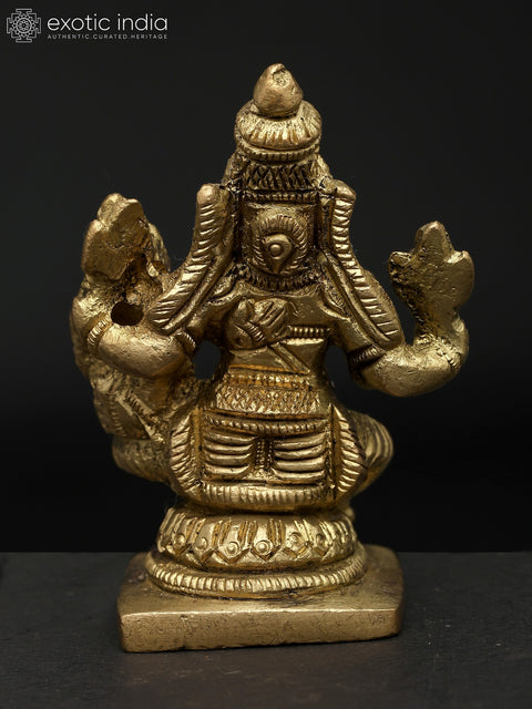 2" Brass Lord Narasimha with Goddess Lakshmi – Symbol of Protection & Devotion