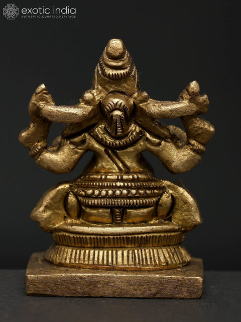 1" Small Seated Idol of Chaturbhuja Lord Ganesha | Made in India