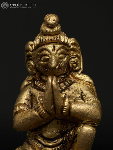 2" Brass Garuda Idol in Namaskar Posture Ð Divine Mount of Lord Vishnu