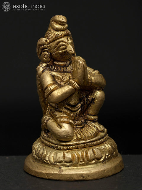 2" Brass Garuda Idol in Namaskar Posture Ð Divine Mount of Lord Vishnu