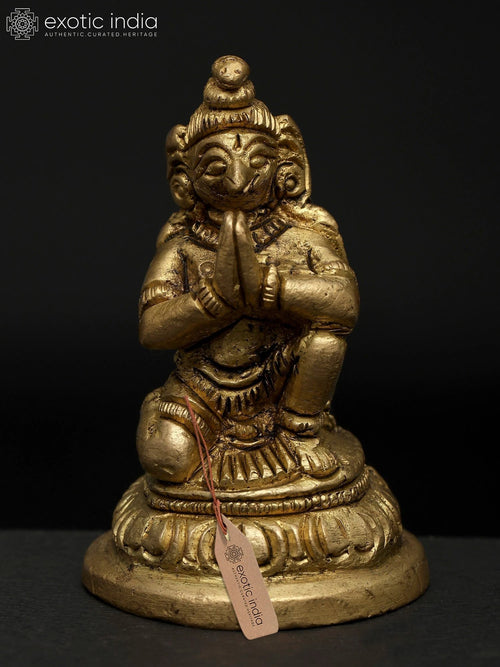 2" Brass Garuda Idol Namaskar Posture Divine Mount Vishnu