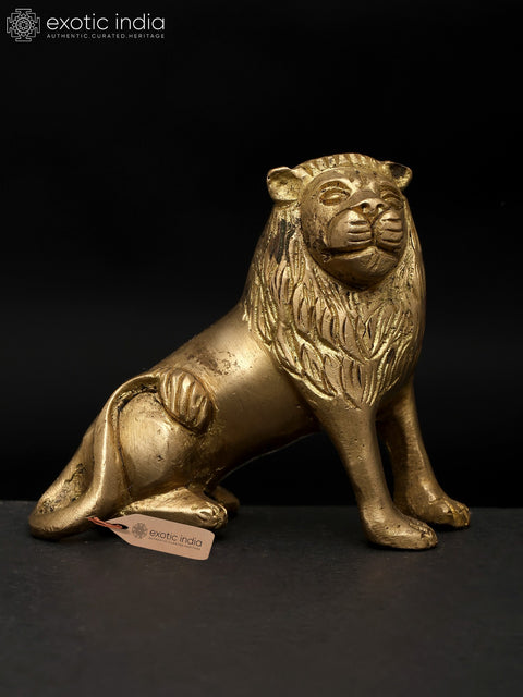 3" Small Seated Lion | Brass Sculpture | Made in India