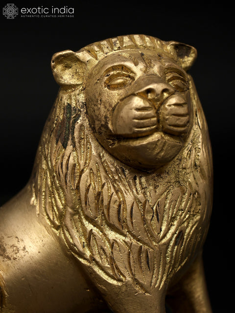3" Small Seated Lion | Brass Sculpture | Made in India