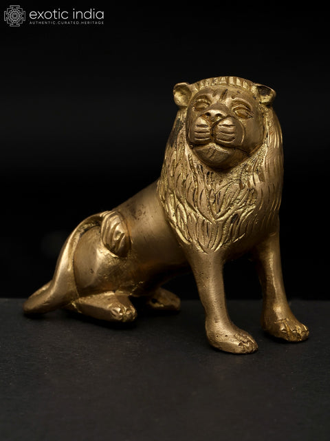 3" Small Seated Lion | Brass Sculpture | Made in India