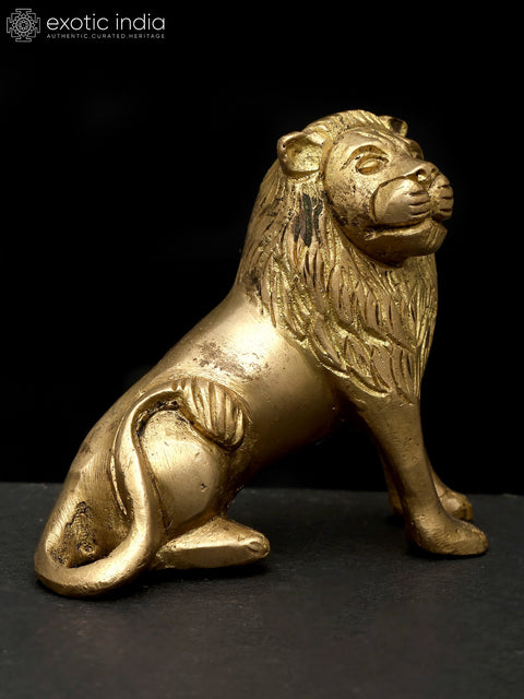 3" Small Seated Lion | Brass Sculpture | Made in India