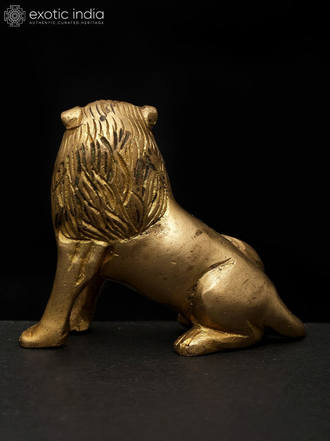 3" Small Seated Lion | Brass Sculpture | Made in India