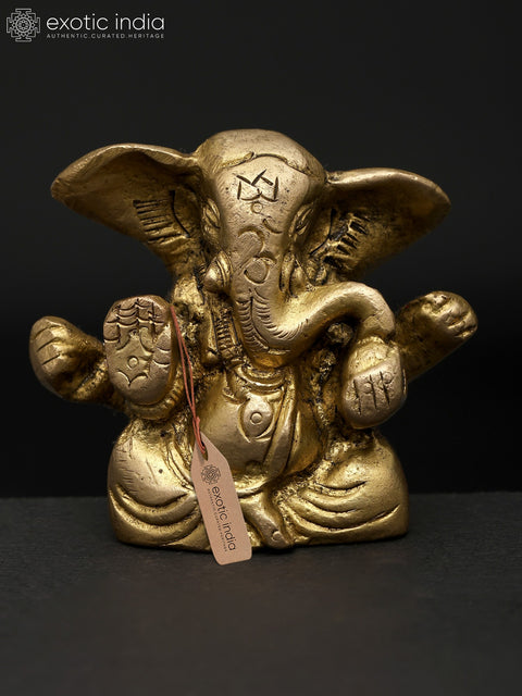 2" Divine Prosperity – Seated Lord Ganesha | Brass Sculpture