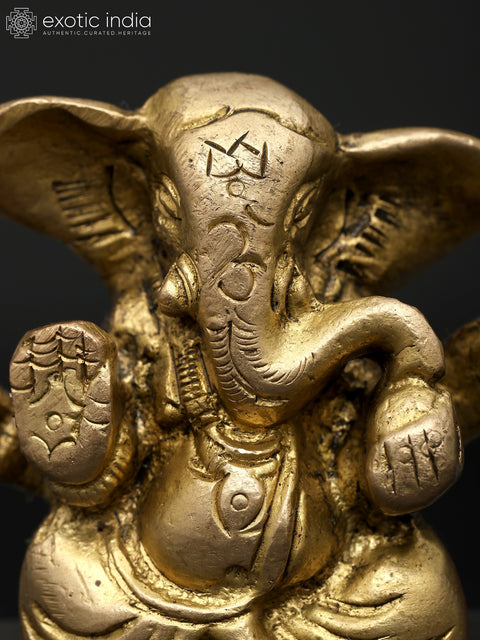 2" Divine Prosperity – Seated Lord Ganesha | Brass Sculpture