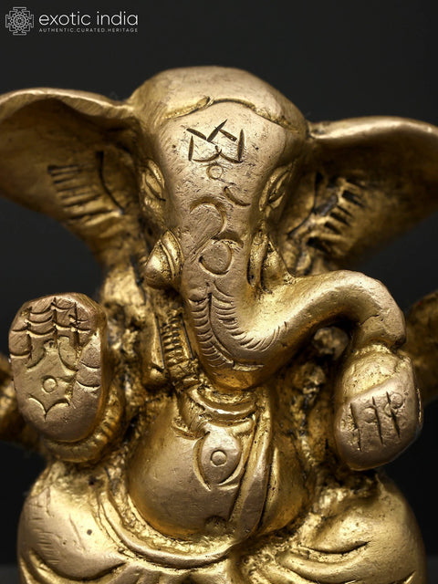 2" Divine Prosperity Ð Seated Lord Ganesha | Brass Sculpture