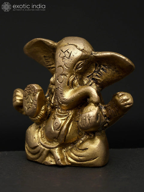 2" Divine Prosperity Ð Seated Lord Ganesha | Brass Sculpture