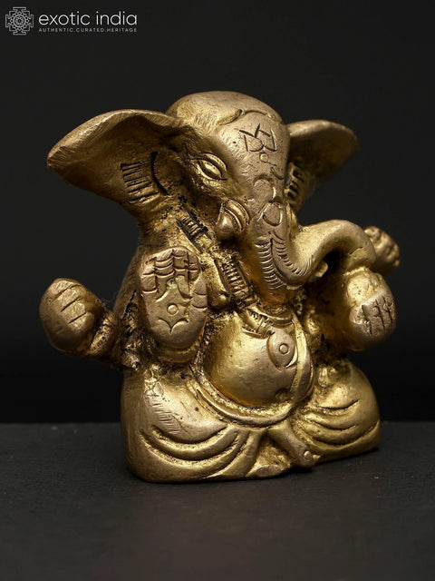 2" Divine Prosperity Ð Seated Lord Ganesha | Brass Sculpture