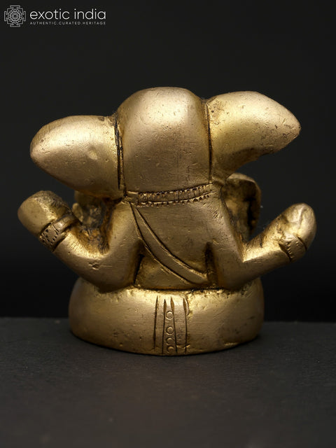 2" Divine Prosperity – Seated Lord Ganesha | Brass Sculpture