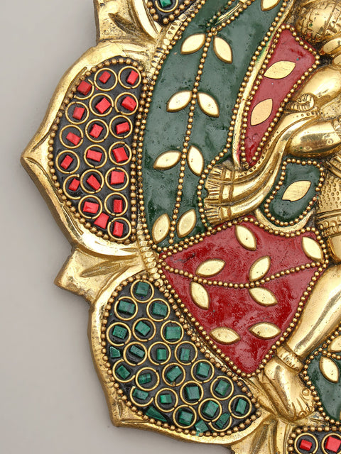 7" Sanjivani Hanuman | Wall Hanging | Brass Statue with Inlay Work