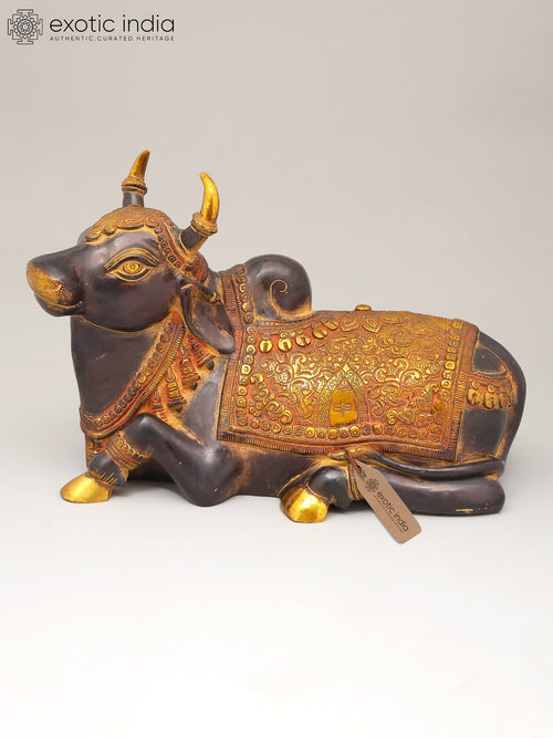 15" Nandi Brass Statue - Lord Shiva's Sacred Vahana