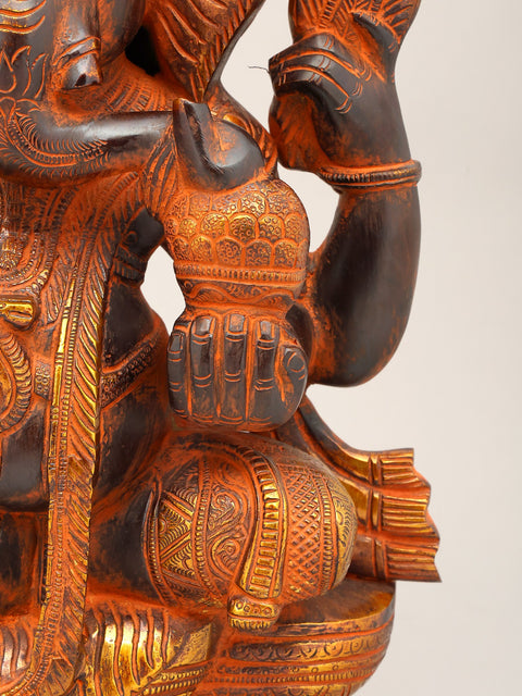 19" Black and Golden Toned Blessing Lord Ganesha | Brass Statue