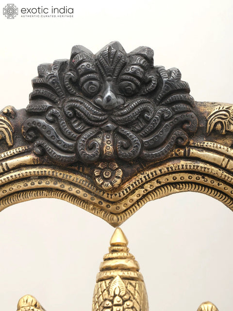 15" Tirupati Balaji with Goddess Lakshmi on Kirtimukha Throne | Brass Statue