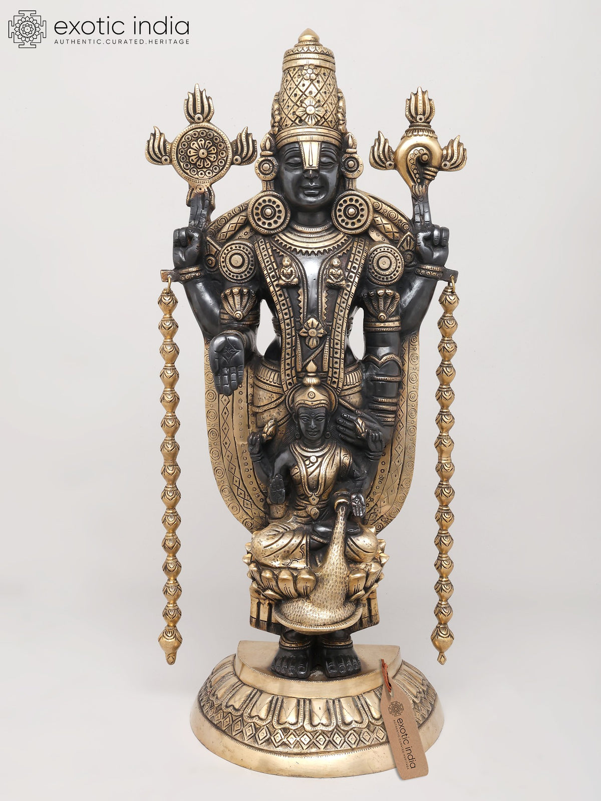 28" Tirupati Balaji Venkateshvara with Devi Lakshmi Brass Statue