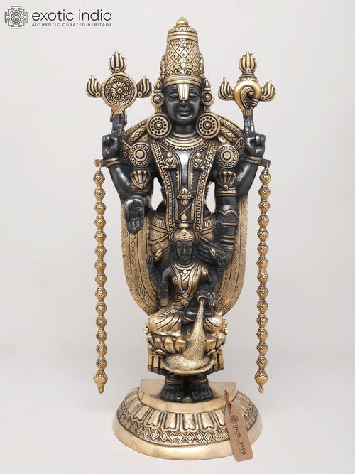 28" Tirupati Balaji Venkateshvara with Devi Lakshmi Brass Statue