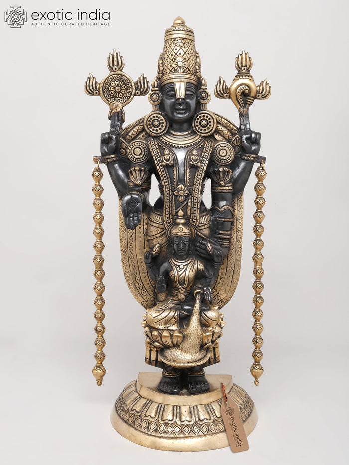 28" Tirupati Balaji Venkateshvara with Devi Lakshmi Brass Statue