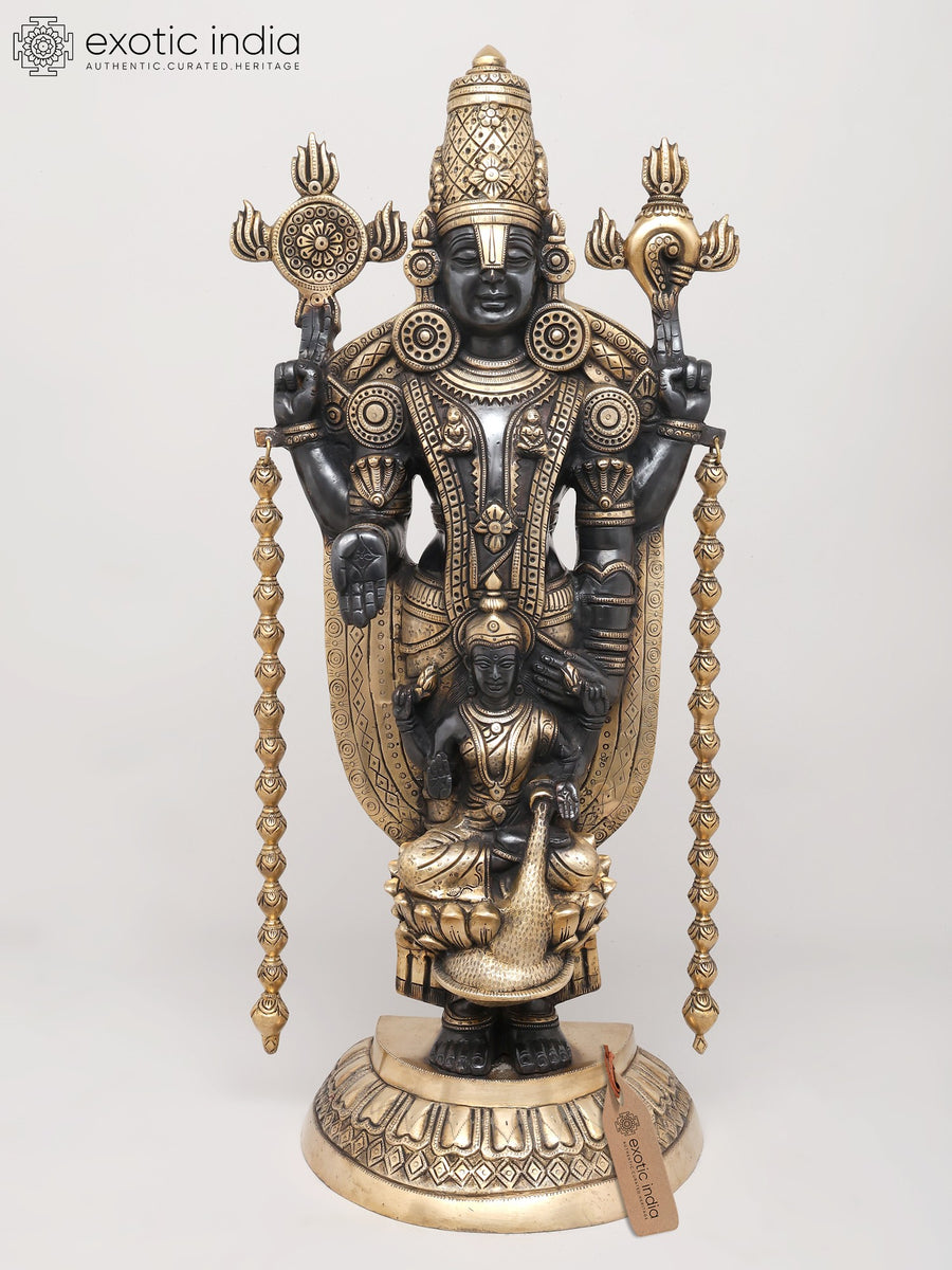 28" Tirupati Balaji Venkateshvara with Devi Lakshmi Brass Statue