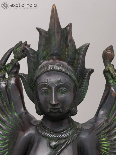 29" Eighteen Armed Goddess Mahakali Standing on Lord Shiva | Brass Statue