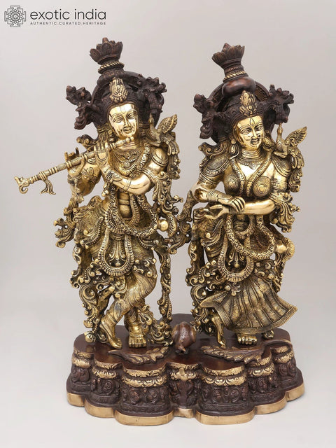 27" Divine Melody of Radha-Krishna | Brass Statue | Made In India | Handmade