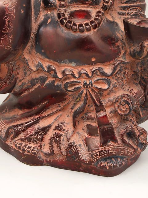 10" Laughing Buddha with Wealth Bag and Bowl - Symbol of Prosperity & Good Luck | Brass Statue