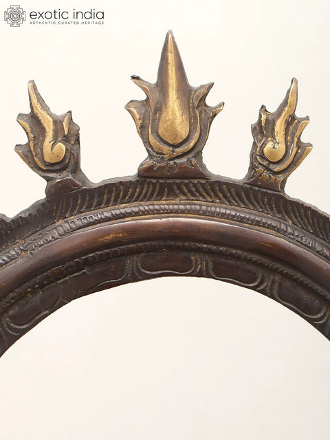 14" Brass Shivalingam Protected by Five Hooded Serpent with Flame Arch | Made In India | Handmade